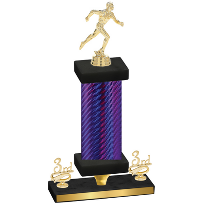 Premium Single Purple Carbon Fiber Third Place Running Trophy