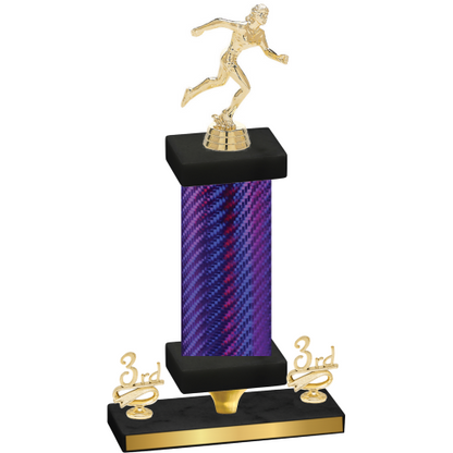 Premium Single Purple Carbon Fiber Third Place Running Trophy