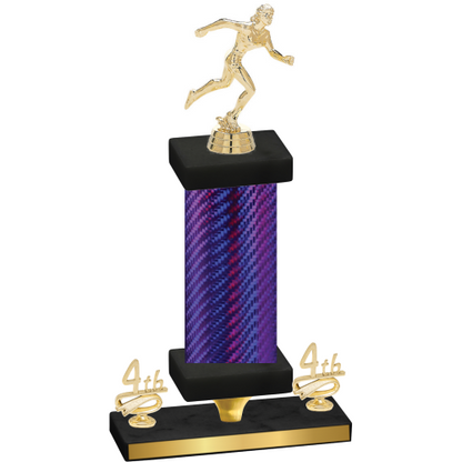 Premium Single Purple Carbon Fiber Fourth Place Running Trophy