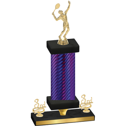 Premium Single Purple Carbon Fiber Third Place Tennis Trophy