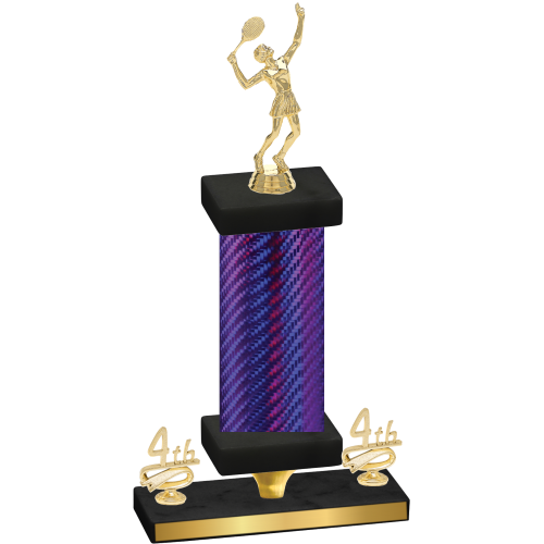 Premium Single Purple Carbon Fiber Fourth Place Tennis Trophy