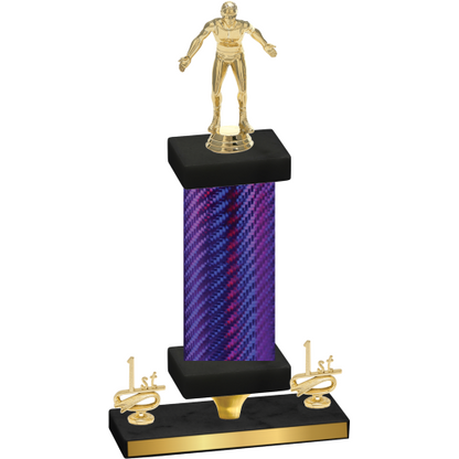 Premium Single Purple Carbon Fiber First Place Wrestling Trophy