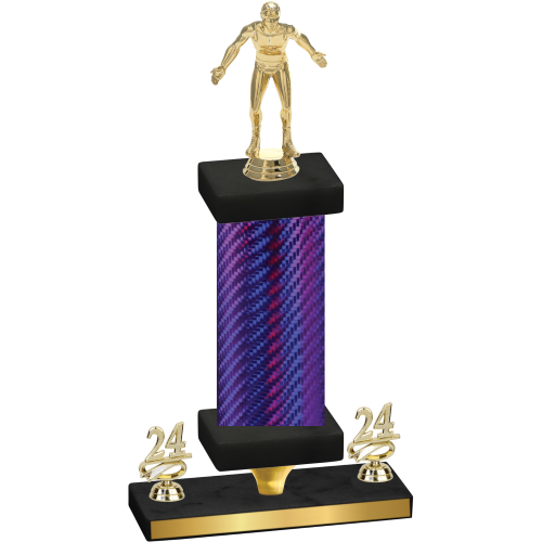 Premium Single Purple Carbon Fiber Year Wrestling Trophy