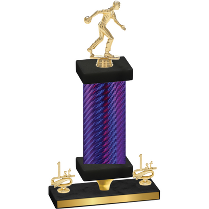 Premium Single Purple Carbon Fiber First Place Bowling Trophy