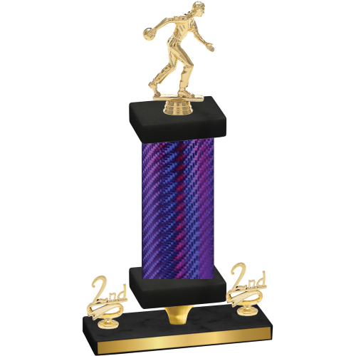 Premium Single Purple Carbon Fiber Second Place Bowling Trophy