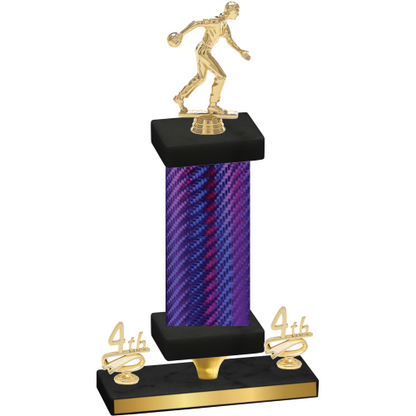 Premium Single Purple Carbon Fiber Fourth Place Bowling Trophy