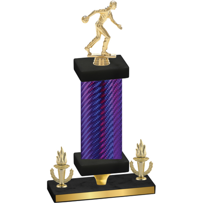 Premium Single Purple Carbon Fiber Victory Bowling Trophy
