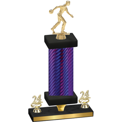 Premium Single Purple Carbon Fiber Year Bowling Trophy