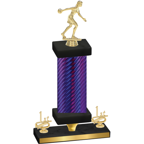 Premium Single Purple Carbon Fiber First Place Bowling Trophy