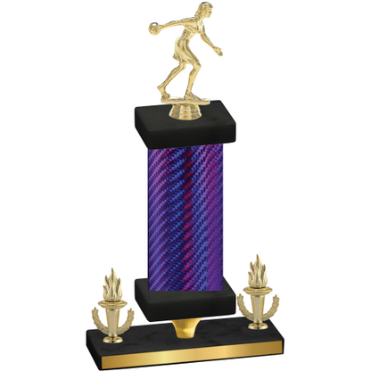 Premium Single Purple Carbon Fiber Victory Bowling Trophy