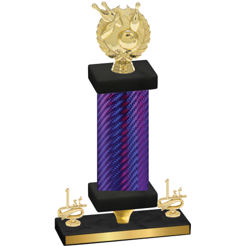 Premium Single Purple Carbon Fiber First Place Bowling Trophy