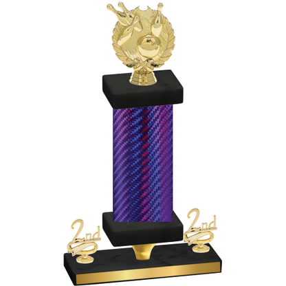 Premium Single Purple Carbon Fiber Second Place Bowling Trophy