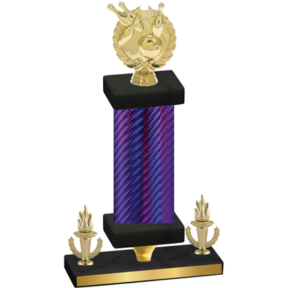 Premium Single Purple Carbon Fiber Victory Bowling Trophy