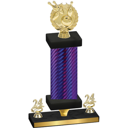 Premium Single Purple Carbon Fiber Year Bowling Trophy