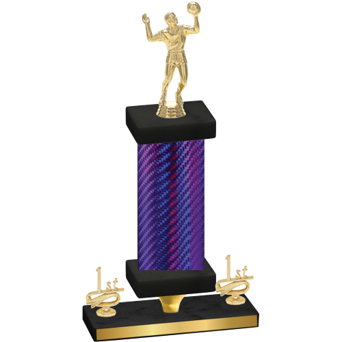 Premium Single Purple Carbon Fiber First Place Volleyball Trophy