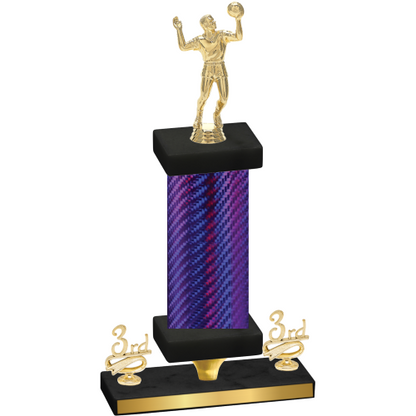 Premium Single Purple Carbon Fiber Third Place Volleyball Trophy