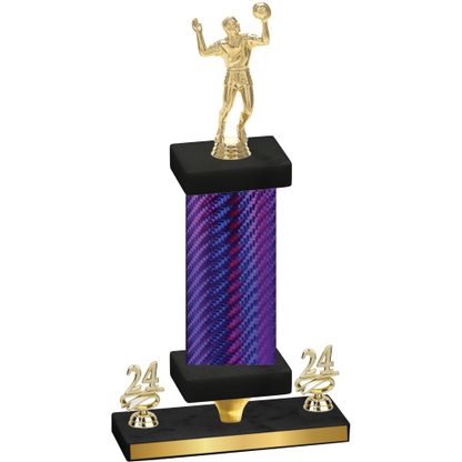 Premium Single Purple Carbon Fiber Year Volleyball Trophy