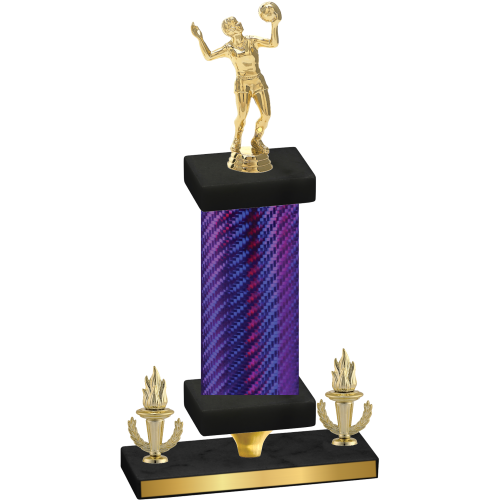 Premium Single Purple Carbon Fiber Victory Volleyball Trophy