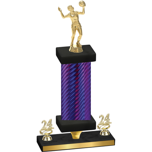 Premium Single Purple Carbon Fiber Year Volleyball Trophy