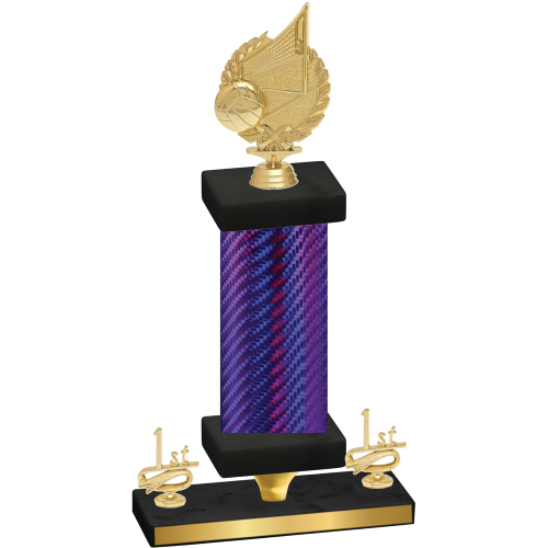 Premium Single Purple Carbon Fiber First Place Volleyball Trophy