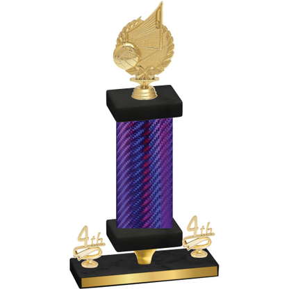 Premium Single Purple Carbon Fiber Fourth Place Volleyball Trophy