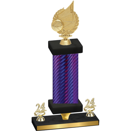 Premium Single Purple Carbon Fiber Year Volleyball Trophy