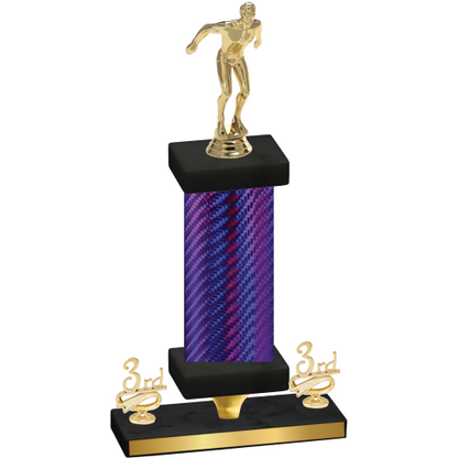 Premium Single Purple Carbon Fiber Third Place Swimming Trophy