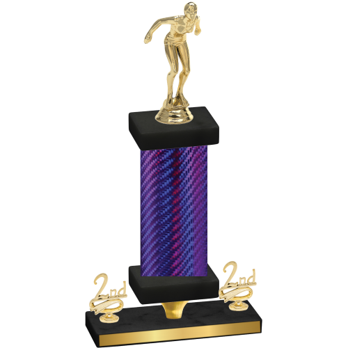 Premium Single Purple Carbon Fiber Second Place Tennis Trophy