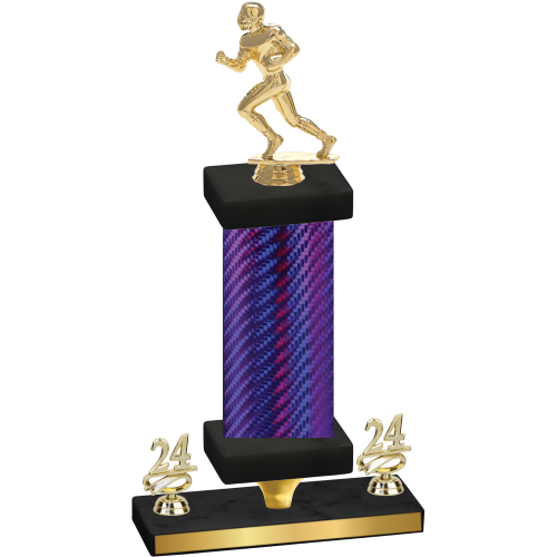 Premium Single Purple Carbon Fiber Year Football Trophy