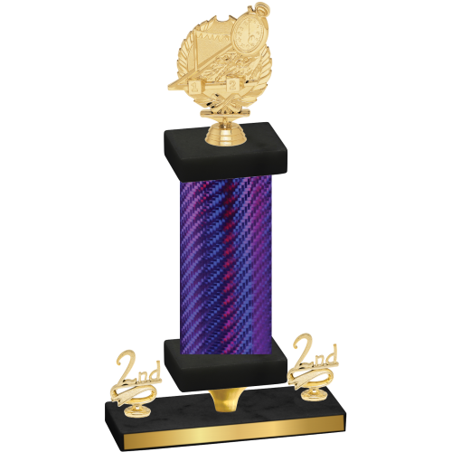 Premium Single Purple Carbon Fiber Second Place Swimming Trophy