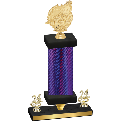 Premium Single Purple Carbon Fiber Year Swimming Trophy