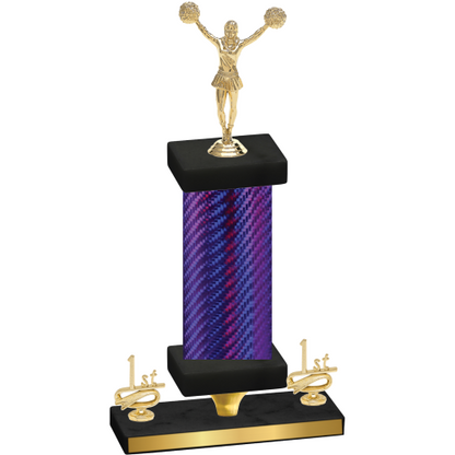 Premium Single Purple Carbon Fiber First Place Cheerleading Trophy