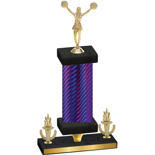 Premium Single Purple Carbon Fiber Victory Cheerleading Trophy