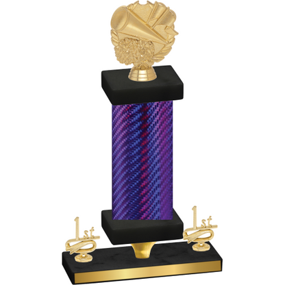 Premium Single Purple Carbon Fiber First Place Cheerleading Trophy