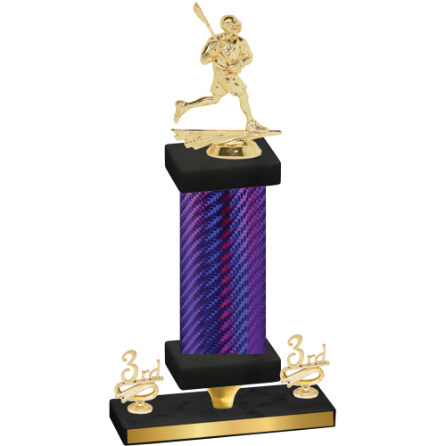 Premium Single Purple Carbon Fiber Third Place Lacrosse Trophy