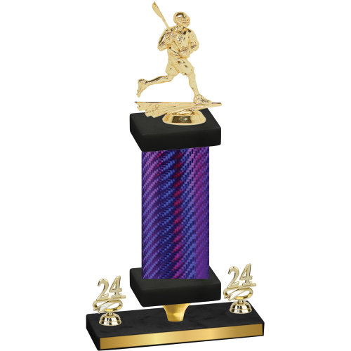 Premium Single Purple Carbon Fiber Year Lacrosse Trophy