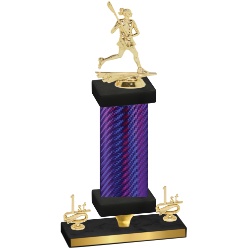 Premium Single Purple Carbon Fiber First Place Lacrosse Trophy