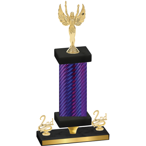 Premium Single Purple Carbon Fiber Second Place Victory Trophy