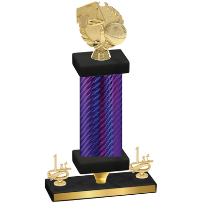 Premium Single Purple Carbon Fiber First Place Basketball Trophy