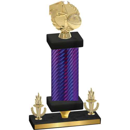 Premium Single Purple Carbon Fiber Victory Basketball Trophy