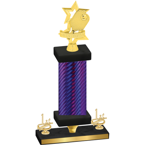 Premium Single Purple Carbon Fiber First Place Pickleball Trophy