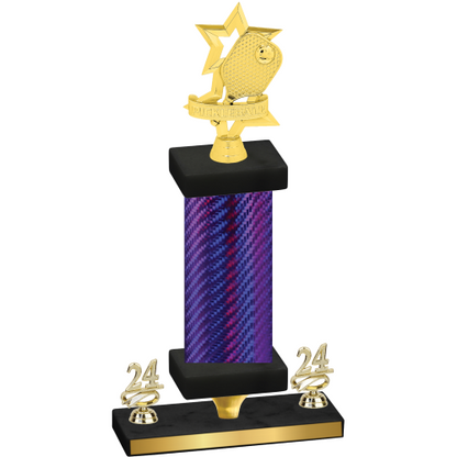 Premium Single Purple Carbon Fiber Year Pickleball Trophy