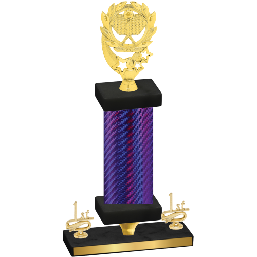 Premium Single Purple Carbon Fiber First Place Pickleball Trophy