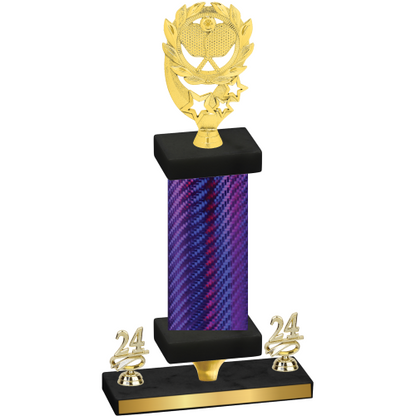 Premium Single Purple Carbon Fiber Year Pickleball Trophy