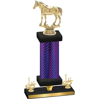 Premium Single Purple Carbon Fiber First Place Horses Trophy