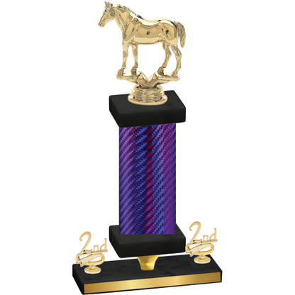 Premium Single Purple Carbon Fiber Second Place Horses Trophy