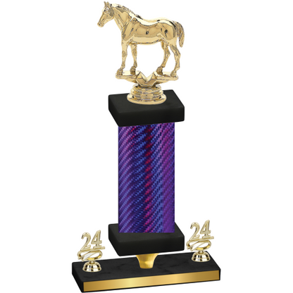 Premium Single Purple Carbon Fiber Year Horses Trophy