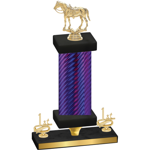 Premium Single Purple Carbon Fiber First Place Horses Trophy