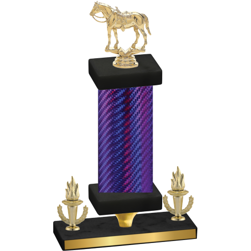 Premium Single Purple Carbon Fiber Victory Horses Trophy