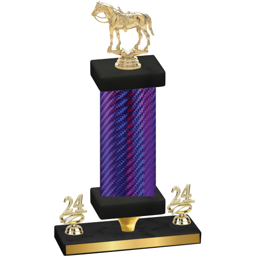 Premium Single Purple Carbon Fiber Year Horses Trophy